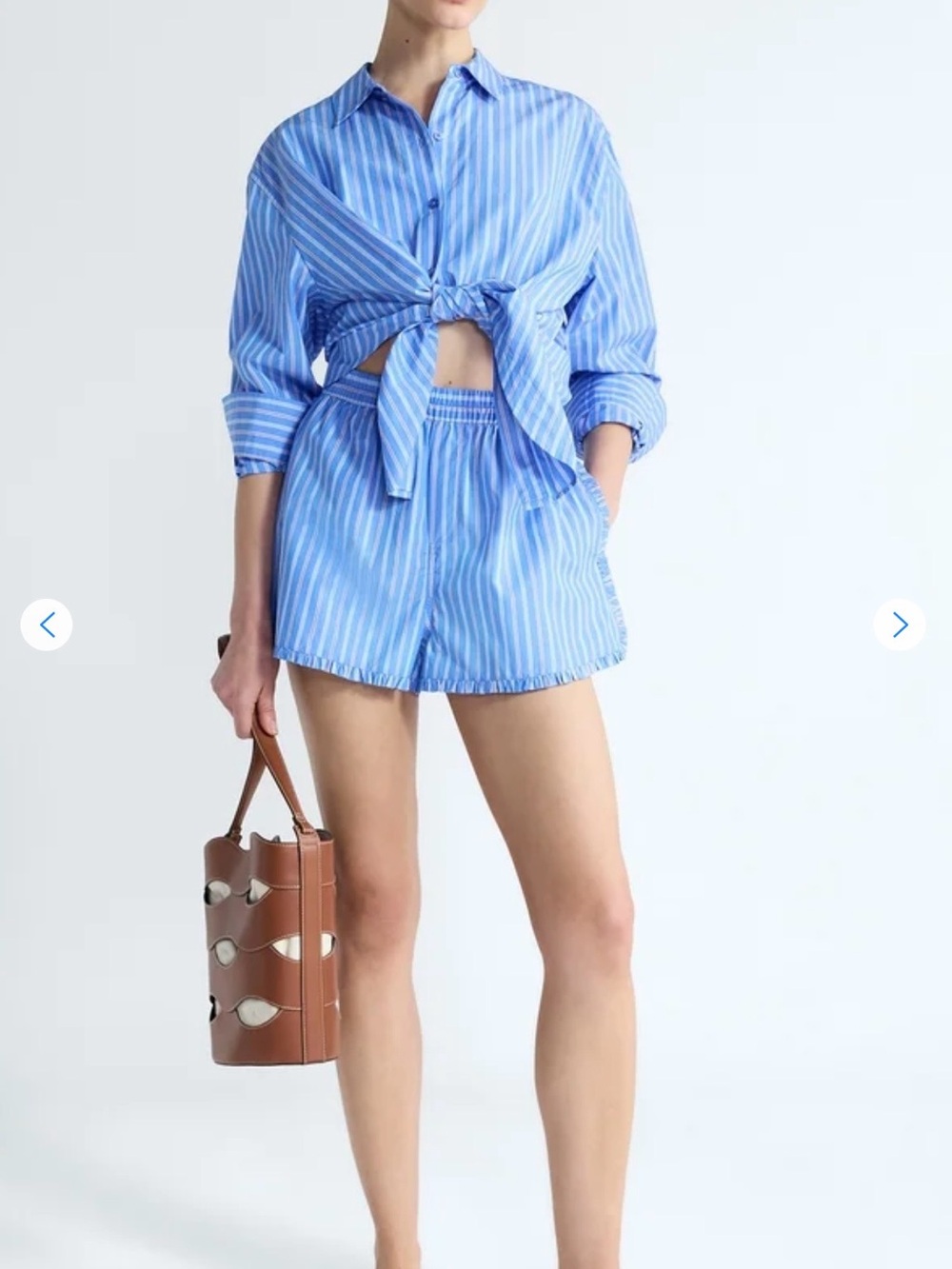 Striped Light Blue Button-Up Shirt & Shorts Set